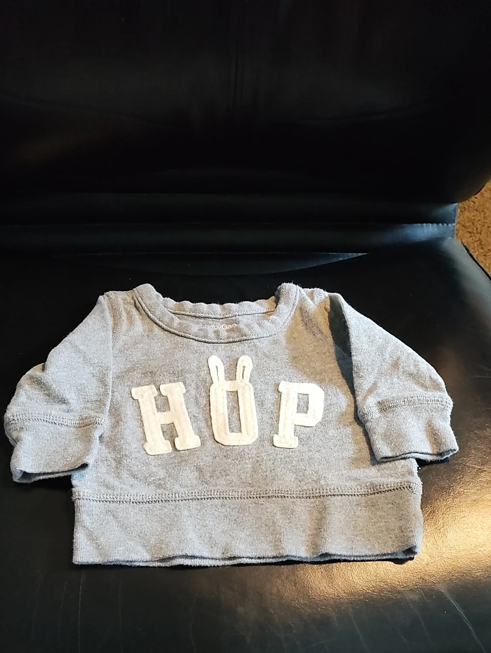 Baby GAP Light Gray Sweatshirt with White 'HOP' Appliqué 3-6 Months